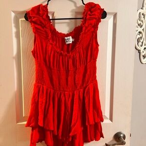 Princess Polly Red Ruffle Romper